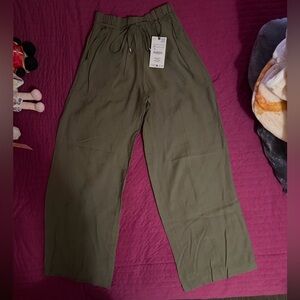 Zara Olive Green Wide-Leg Pants